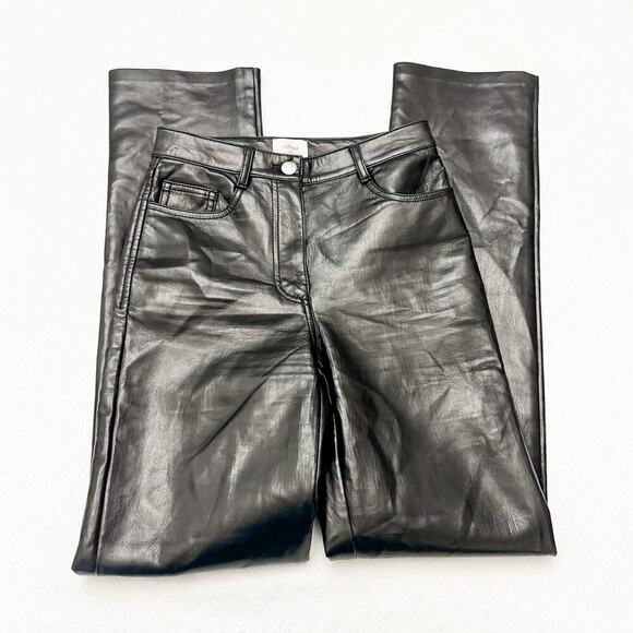 Wilfred Faux Leather Slim Straight Leg Black Pant Size 00 MINT Condition - Picture 8 of 10